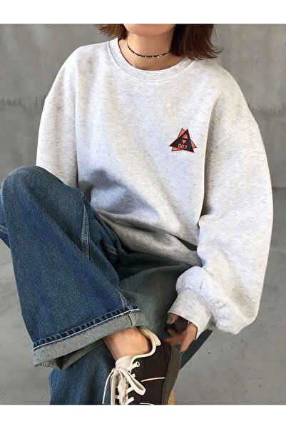 OVER HEAD Women's Gray Every Printed Crew Neck Sweatshirt