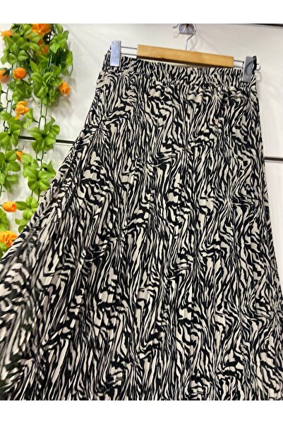 edu collection Patterned Chiffon Bohe Bell Skirt with Lining