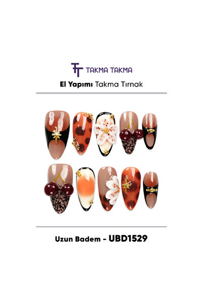 Takma Takma 10'lu Kahve Uzun Badem UBD1529 Tekrar Kullanılabilir El Yapımı Pr...