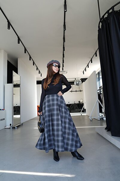Özge Özgenç Waist Part Piped Plaid Skirt