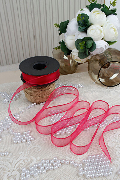 Mortex Fuchsia Chiffon Ribbon 2.5 cm 20 m - Gift basket, Wedding, Engagement, Dowry, Gift, Decoration, Birthday, Party