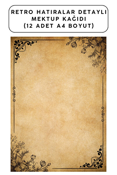 Organik Yolda Retro Hatıralar Detaylı Mektup Kağıdı (12 Adet A4 Boyut)