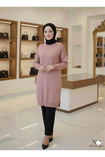 MEİLİN Dusty Rose Crew Deck Mercerized Casual Tricoturi Tunica