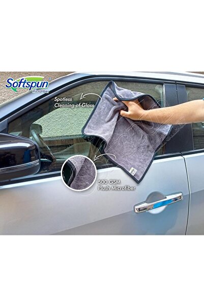 SOFTSPUN Microfiber Super Absorbent Cloth 500 GSM 40x40 cm Pack of 4 - Grey