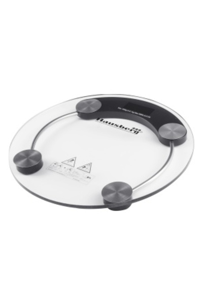 Hausberg HB-6000 NG Body Scale - LCD, Auto-off, Battery Indicator, 180 kg, Transparent Glass, Black