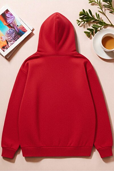 uyguntarz Unisex Sleeping Cat Printed Hooded Sweatshirt