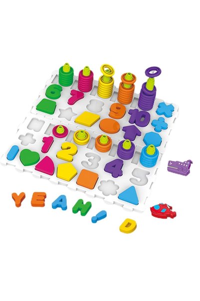 Toy Когнитивна дъска 2 в 1 за деца - Графични форми и числа, 3+ години, 139 ч...