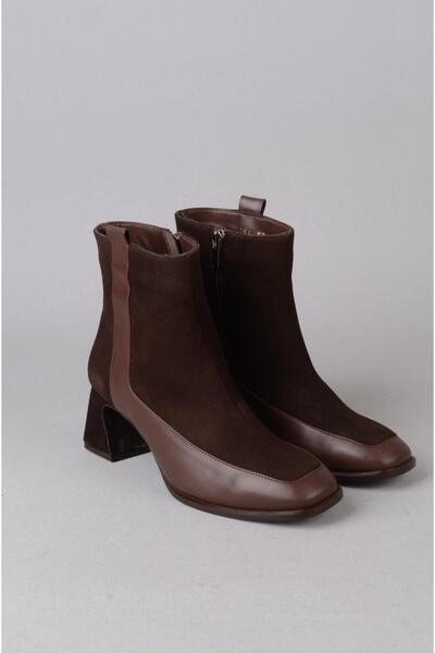 SEÇ KUNDURA SEÇ 2596 CIZME DE DAMA CU TACĂ DIN PIELE AUTENTICĂ (Înălțimea tocului: 6 cm) MARO DE PIELE DE VACĂ