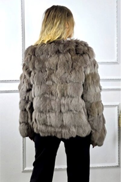 OEM Haină de blană de vulpe Sidonia, mânecă ușor evazat , Cappuccino, mărime S/M/L