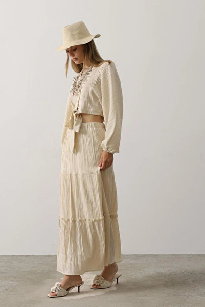 GENCULUS Balloon Sleeve Skirted Eyebrow Set Stone