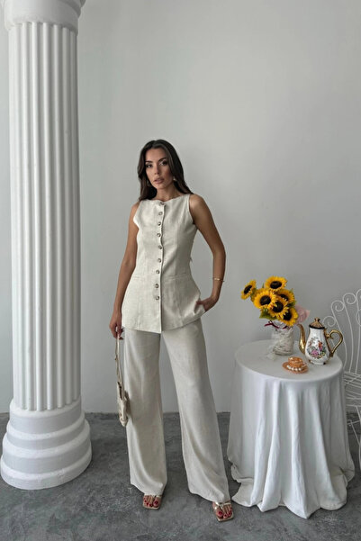 GENCULUS Chain Vest Pants Set Stone