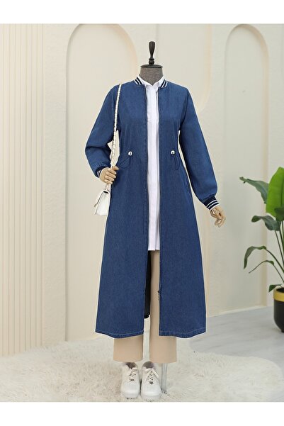 HİJABAYA Еластична дънкова шапка с цип и тунел на талията