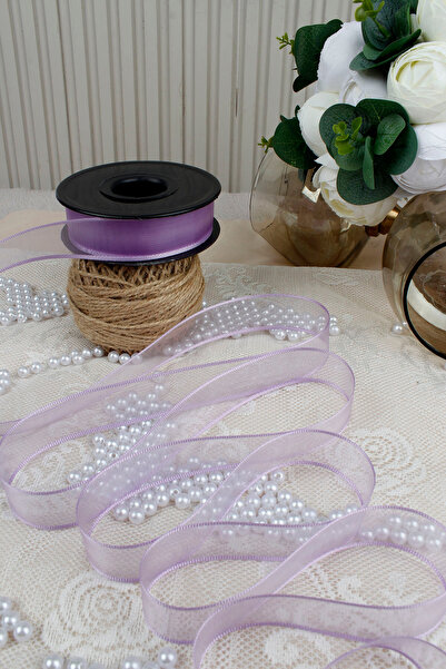 Mortex Lilac Chiffon Ribbon 2.5 cm 20 m - Wedding Favors, Marriage, Engagement, Trousseau, Gifts, Decoration, Birthday, Party