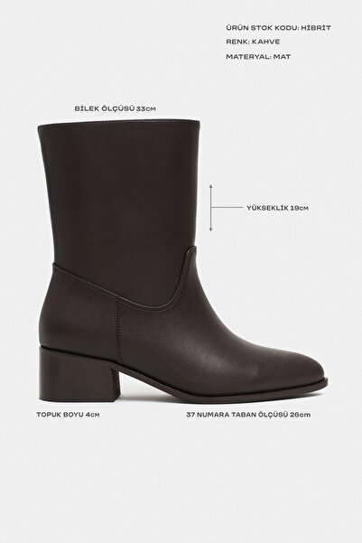NİŞANTAŞI SHOES Hybrid Brown Matte Pointed Toe Women's Short Heeled Boots