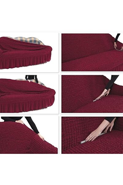 ARTUÇ Bürümcük Sofa Cover Set with Elastic Skirt Sofa Cover 3+3+1+1 Standard