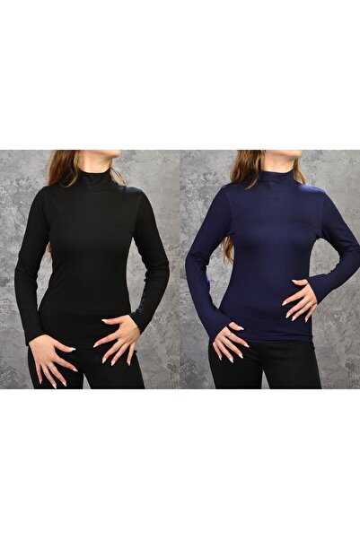 İDOL GİYİM Women's Long Sleeve Turtleneck Viscose Bodysuit Set of 2