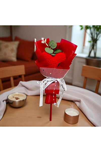 Kuzey Tacı Buchet cu o singură ramură cu tematică inimă, cu design tricotat m...