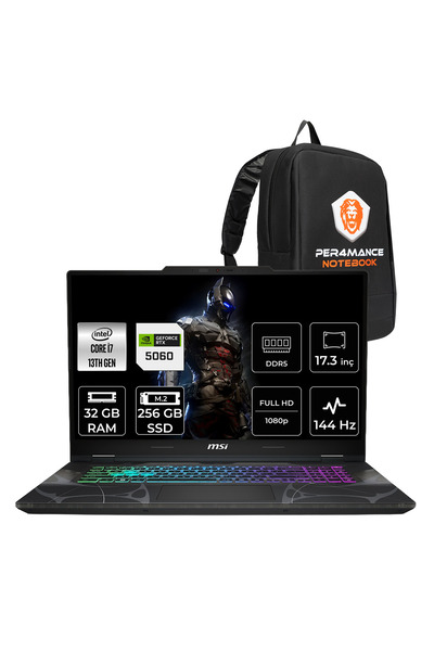 MSI Cyborg 17 i7 13620H 32GB 256GB SSD RTX5060/8GB 17.3" FHD 144Hz FDOS Gamin...