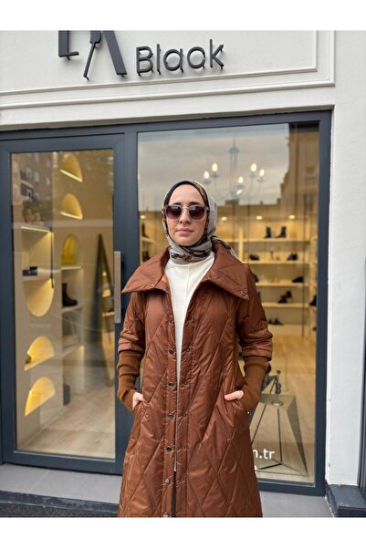 Invee Knitwear Sleeve Detailed Women's Coat Browni