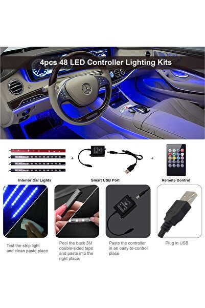 MR.SMART F.T.C Mr Smart Car LED Interior Light Kit with Remote Control, 8 Colours, 4 Music Modes, USB Powered