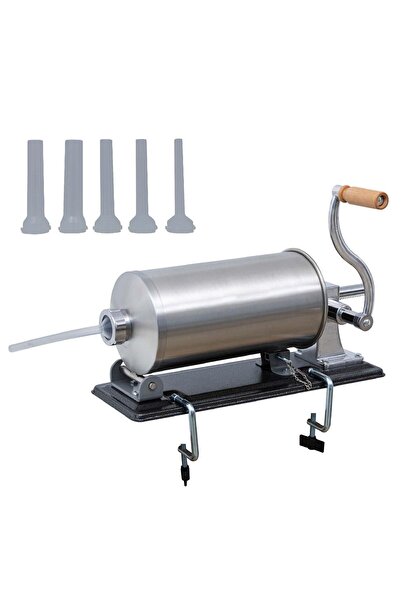 Micul Meserias Masina de Umplut Carnati, Inox, 5 Kg, Orizontal, 4 Palnii Incluse