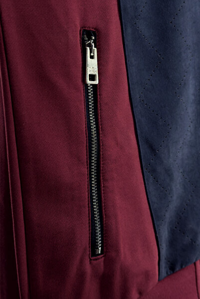 BESSA Men's Suede Detailed Burgundy Tracksuit Set Transitional Fabric Standard Fit