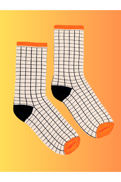 Shuttle Park Special Series Happy Colorful Retro Square Pattern Socks Fun Comfortable Stylish Design Style Socks