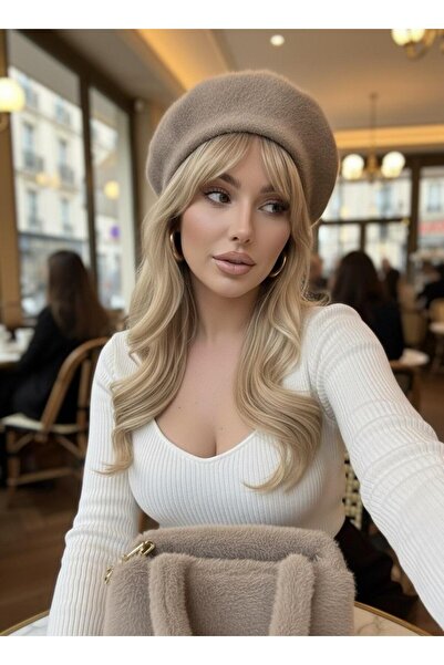 Goldmine Women's Plush Furry French Painter Beret Mink