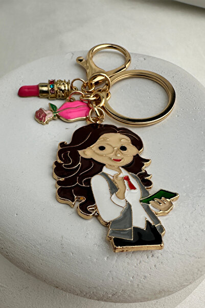 Modex Golden Yellow Lipstick Detail Teacher Bag Accessory Keychain