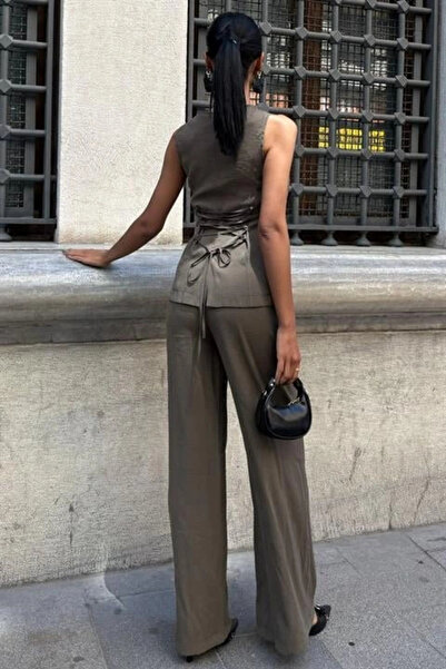 GENCULUS Lace-Up Back Vest Plazza Pants Modal Set 1020208