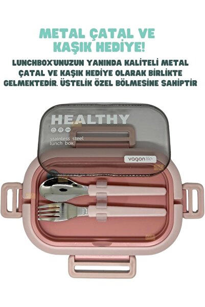 Vagonlife Bento Lunchbox 1330 ml – 2 Tier, 3 Compartments, Stainless Steel Lunch Box Food Container, Leakproof