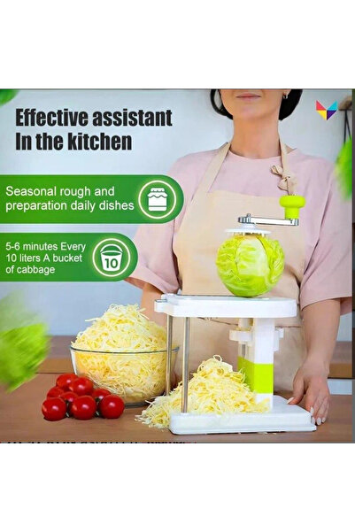 OEM Vegetable cutter, cabbage grater, household, manual shredding, PP+ Stainless Steel, White Green