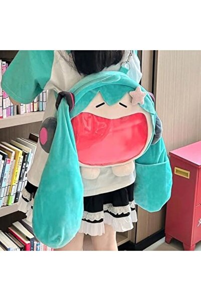 oyuncakçı savaş & europe shop Hatsune Miku Sırt omuz Çantası büyük boy Uzun Kulaklı Vücut Çantası ve Şeffaf Ekran Seyahat oyuncak