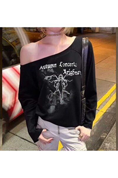 İsra Ayyıldız Moonstar Collection Siyah Autumun Corcerto Salaş Omuz Dekolteli...