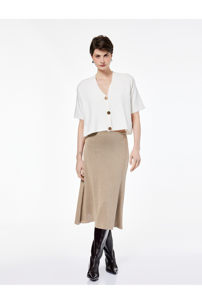 Koton Standard Waist Με γκλίτερ Glitter Long Κλοσέ Πλεκτή φούστα