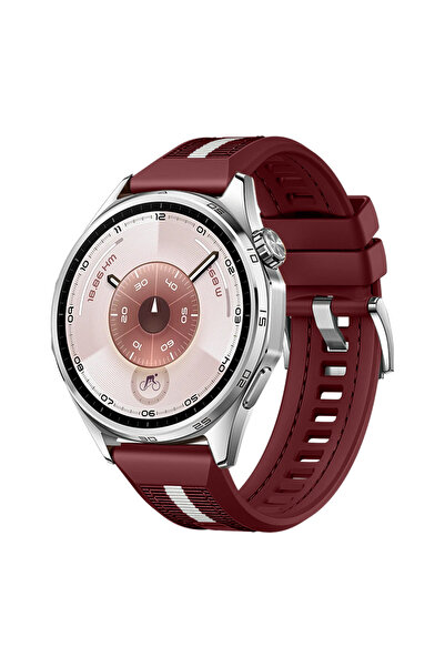 Sneezy Sportstripe Mesh Pattern Metal Buckle Silicone Smart Watch Band Compatible with Huawei Watch Gt6 46mm