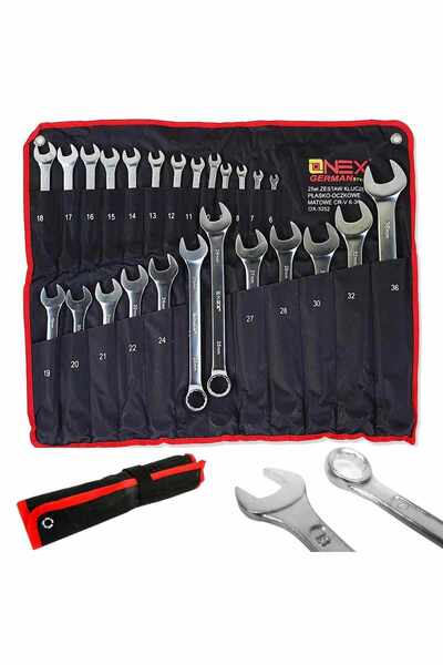 GERMANUS Onex German Style OX-252 Fixed Combination Wrenches, 25 Pieces, 6-36 mm, Cr-V