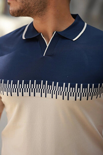 GENCULUS Men's Nurse Collar Double Color Short Sleeve T-Shirt