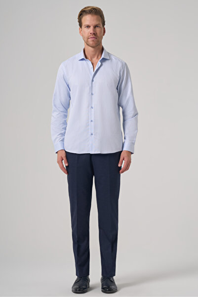 Morven Ανδρικό πουκάμισο A. BLUE Trend Slim Fit ιταλικό γιακά