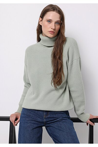 Colin's Regular Fit Turtleneck Plain Women's Green Sweater