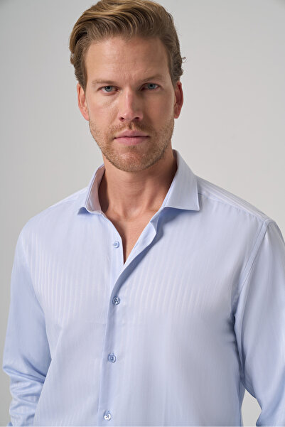 Morven Ανδρικό πουκάμισο A. BLUE Trend Slim Fit ιταλικό γιακά