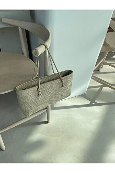 Rivina Nadi Tote Zippered Baguette Hand Shoulder Bag with Knitted Detail