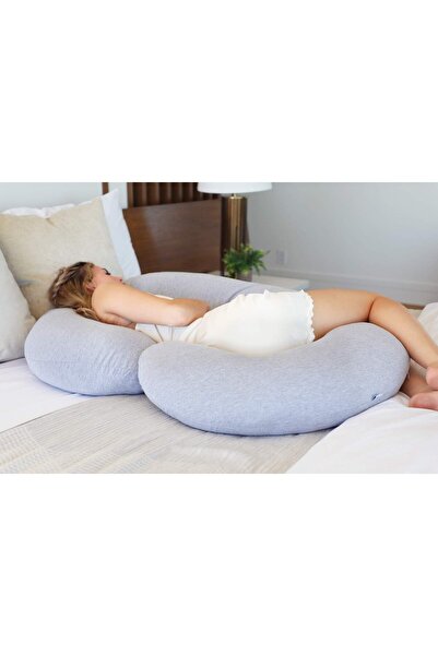 pharmedoc C-Shape Full Body Pregnancy Pillow (Grey Jersey Cover)