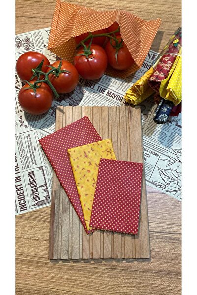 Home Mixed Patterned Fabric Reusable Natural Beeswax (Beeswax) Food Storage Cloth Set of 3