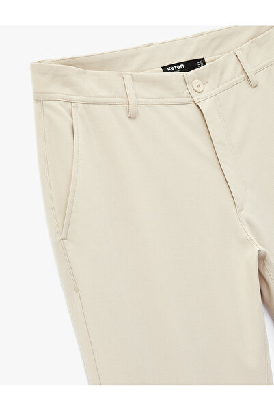 Koton Παντελόνι από ύφασμα εφαρμοστό με κουμπιά τσέπης από μείγμα βισκόζης