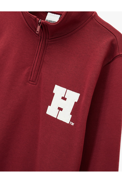 Koton Φούτερ με μακρύ μανίκι με μισό φερμουάρ επένδυση fleece ψηλός λαιμός Κεντημένο με άδεια χρήσης Harvard