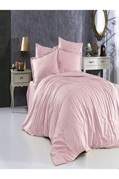 vionetta Cotton Satin Dark Powder Striped Hotel Series Single Duvet Cover Set...