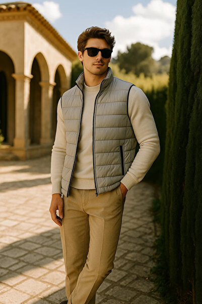 comstar Men's Winter Premium Trend Zippered Gray Puffer Vest