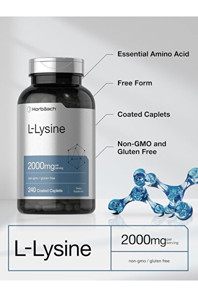 Horbaach Horbäach L-Lysine 2000mg 240 Caplets Vegetarian