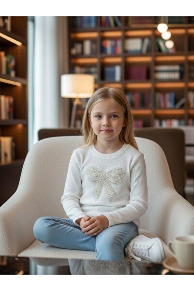 Zekids Girls' Cotton Corded Fabric Bow Embroidered Long Sleeve T-Shirt